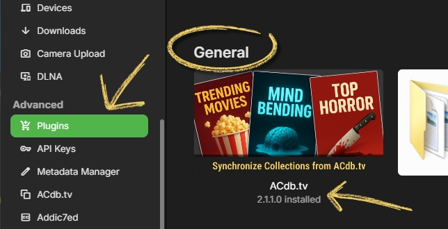 ACdb.tv plugin in the Emby plugin gallery