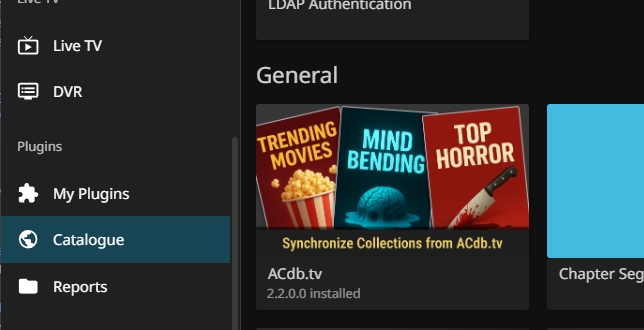 ACdb.tv plugin in the Emby plugin gallery