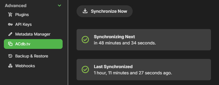 The ACdb.tv Emby plugin