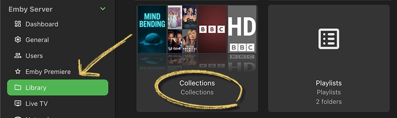 In your server settings, go to Library and click on Collections