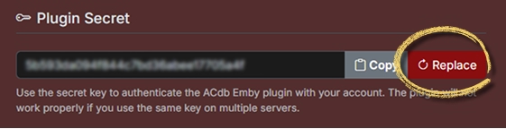 Click Replace to generate a new Plugin Secret.